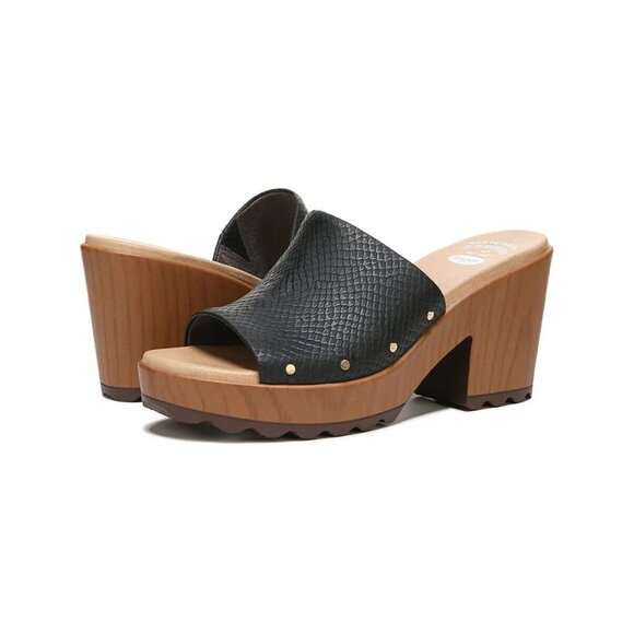 Dr. Scholl's Shoes - Dr Scholl's Wake Up Sandal Brand New No Box Black Mule Clog Gold Accents Size 9